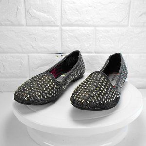 Brand New With Box Pewter Fabric Slip On Flats